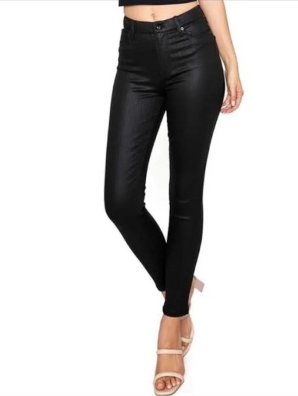Kendall & Kylie The Kontour High Rise Coated Black Stretch Skinny Jeans Size 25